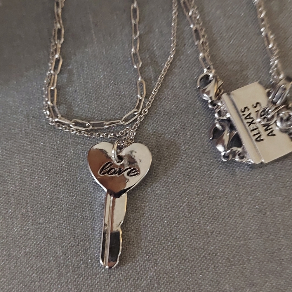 Alexa's Angels Two-in-One Key LOVE Double Silver Strand Necklace